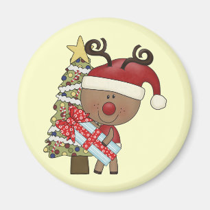Imán Árbol del día de fiesta del reno de Rudy