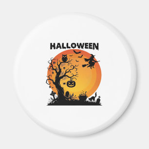 Imán Árbol espeluznante de Halloween Bruja voladora Lun