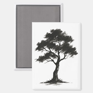 Imán Árbol minimalista – Ilustración de naturaleza con