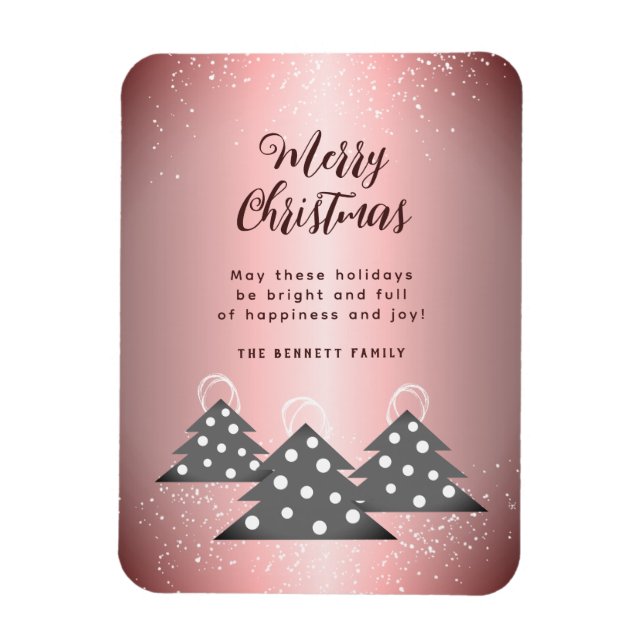 Imán Árbol moderno de Navidad rosa metálico (Vertical)