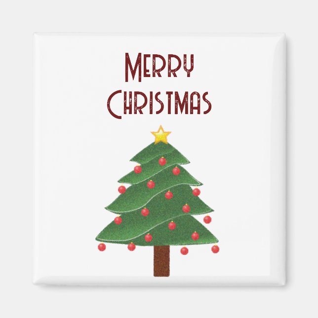 Imán Árbol navideño con adornos navideños (Frente)