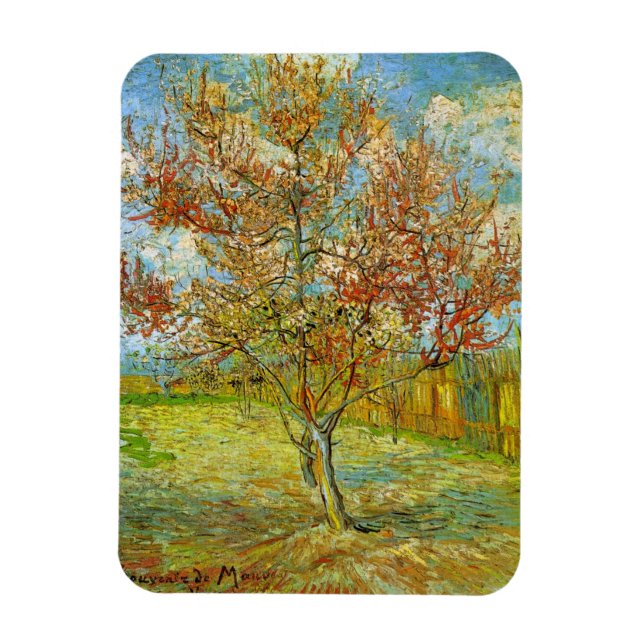 Imán Árbol rosa en flor por Vincent van Gogh (Vertical)