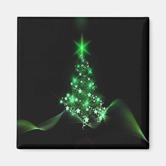 Imán Árbol verde brillante de Navidad (Frente)
