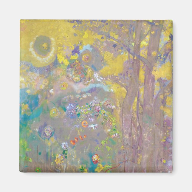 Imán Árboles con fondo amarillo, Redon (Frente)