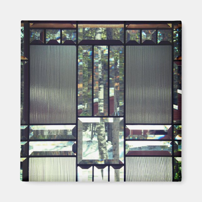 Imán Árboles de abedul de vidrio biselado plata metálic (Frente)