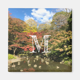 Imán Arboles de arce de colores por estanque