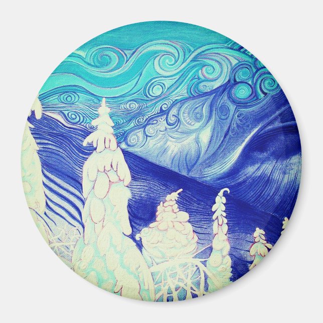 Imán Árboles de invierno mirando hacia el Notch (Frente)