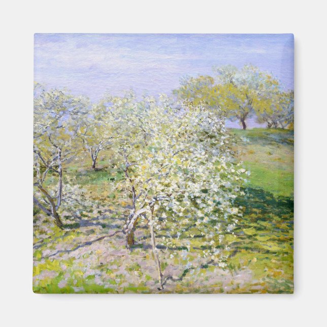 Imán Árboles de manzana en flor (por Claude Monet) (Frente)