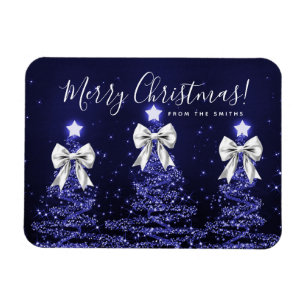 Imán Árboles de Navidad azules navideños plateados