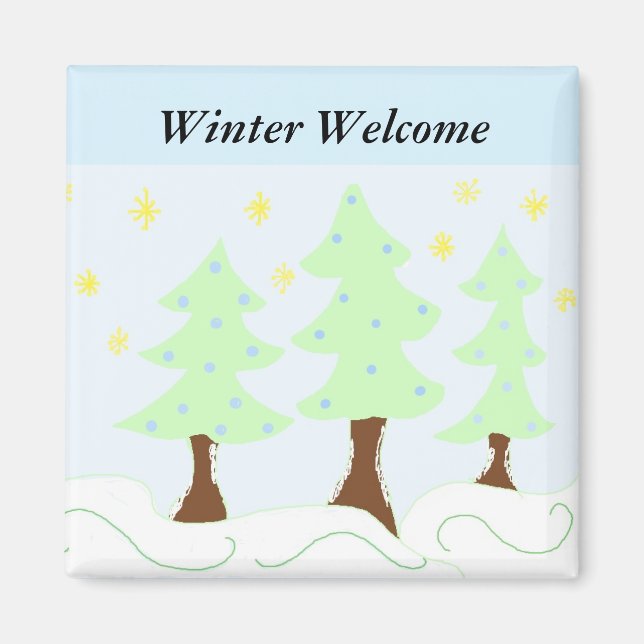 Imán Árboles de Navidad - Bienvenida de Invierno (Frente)