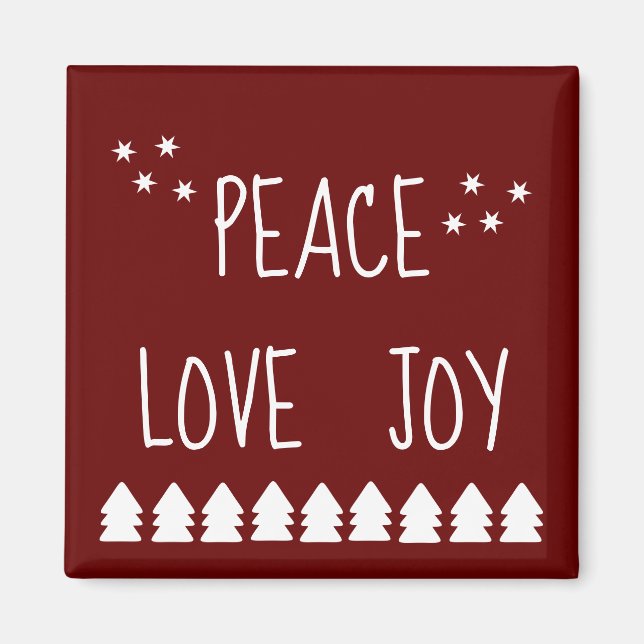 Imán Árboles de Navidad blancos Paz Amo Alegría (Frente)