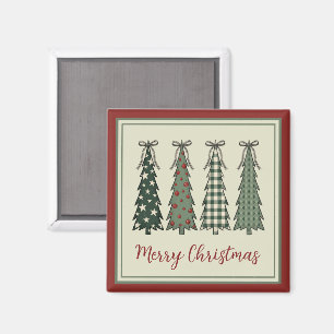 Imán Árboles de Navidad Rústicos Personalizados