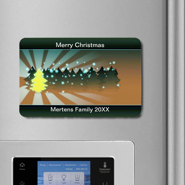 Imán Árboles de Navidad sombras de verde amarillo flexi (Christmas Trees Shades of Yellow Green Flexible Magnet)