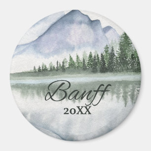 Imán Árboles Lago Montaña Acuarela Banff Personalizado