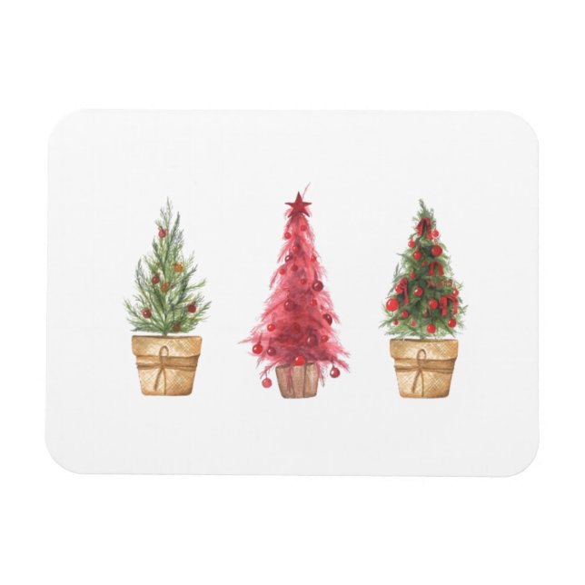 Imán Árboles navideños acuarela navidades (Horizontal)