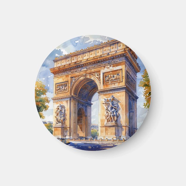 Imán Arc de Triomphe Watercolor Travel Landmarks Franci (Frente)