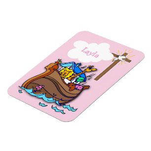 Imán Arca de Noé personalizable Bautizo de bebé, niña r