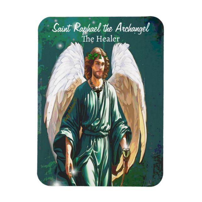 Imán Archangel Raphael Healer Angel Healing Saint Art (Vertical)