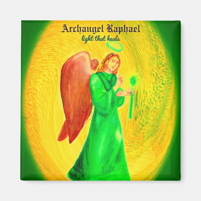 Imán Archangel Raphael Square Magnet (Frente)