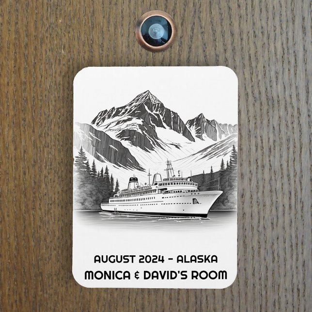Imán Arco de crucero Océano Alaska Montaña Negra Blanco (Subido por el creador)