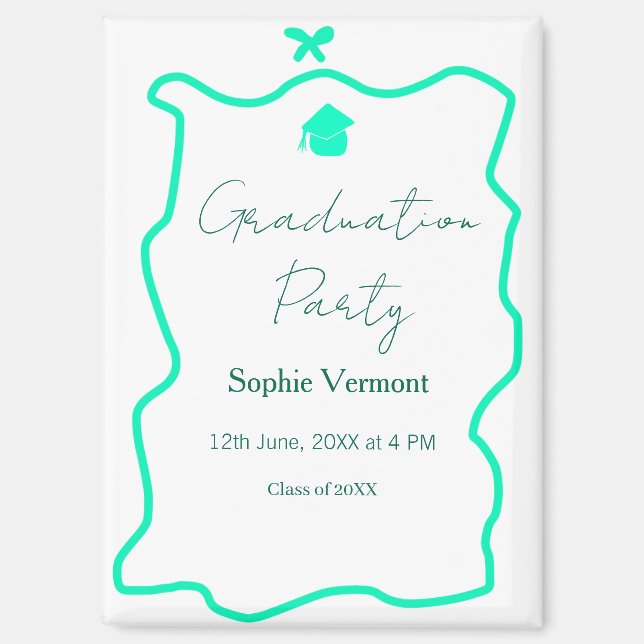 Imán arco de fiesta de graduación verde pastel frontera (Anverso)