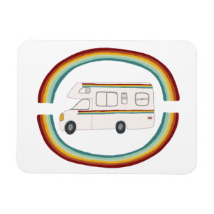 Imán Arco iris rv retro Motorhome que acampa caprichoso