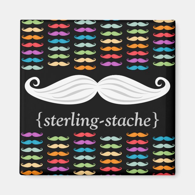 Imán Arcoiris bigote "Stterling-Stache" (Frente)