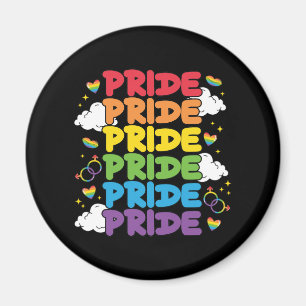 Imán Arcoiris, corazones y nubes - Orgullo repetido