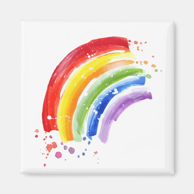 Imán Arcoiris de color de agua (Frente)