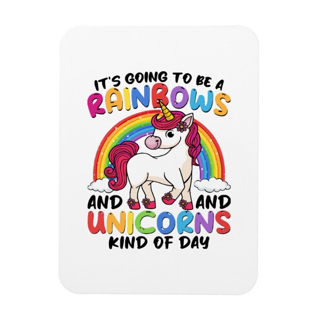 Imán arcoíris divertido unicornio lindo (Vertical)
