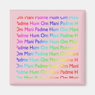 Imán Arcoiris Om Mani Padme Hum (sobre rosa)