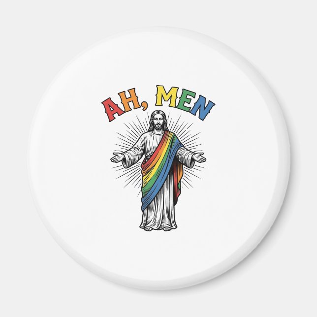 Imán Arcoíris Religioso Vintage Ah Hombres (Frente)
