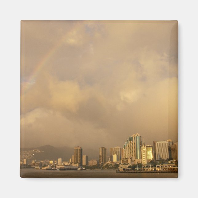 Imán Arcoiris sobre Honolulu, Hawaii, Estados Unidos 3 (Frente)