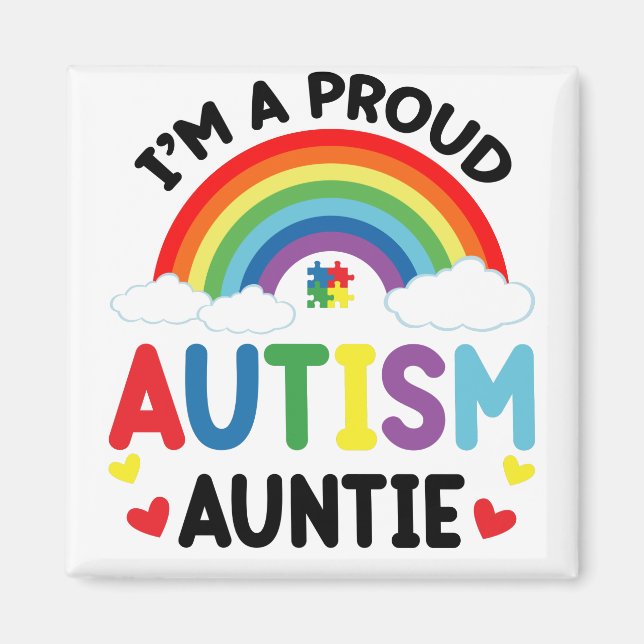 Imán Arcoíris Soy una orgullosa tía de autismo Concienc (Frente)