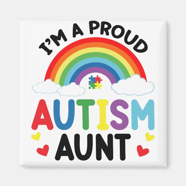 Imán Arcoíris Soy una tía orgullosa de autismo Concienc (Frente)
