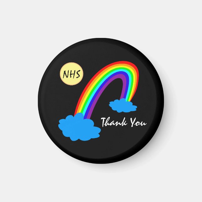 Imán Arcoiris y gracias "NHS"/nubes Gran Bretaña (Frente)