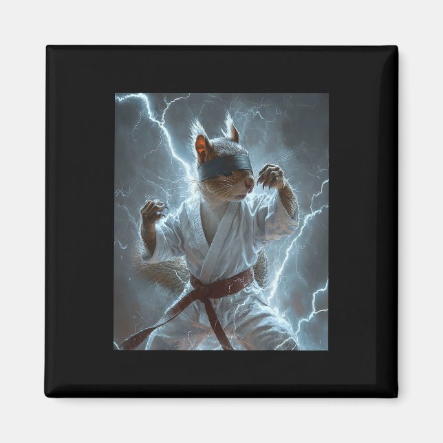 Imán ardilla de arte marcial con relámpago de Karate Gi (Frente)