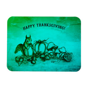 Imán ardilla en otoño, ¡Feliz Día de Acción de Gracias!