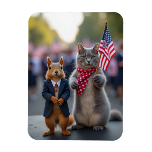Imán ardilla patriótica y gato