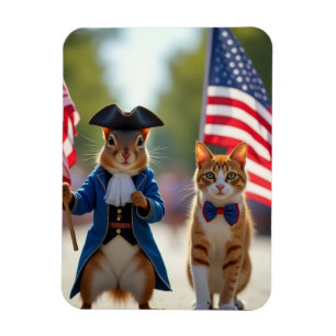 Imán ardilla patriótica y gato