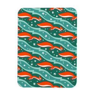 Imán Ardillas saltando en la nieve en un árbol de Navid