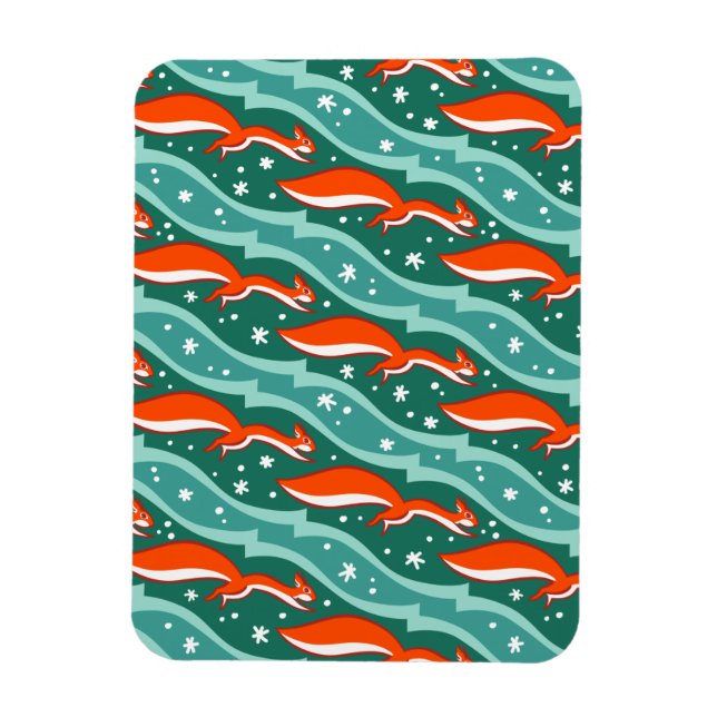 Imán Ardillas saltando en la nieve en un árbol de Navid (Vertical)