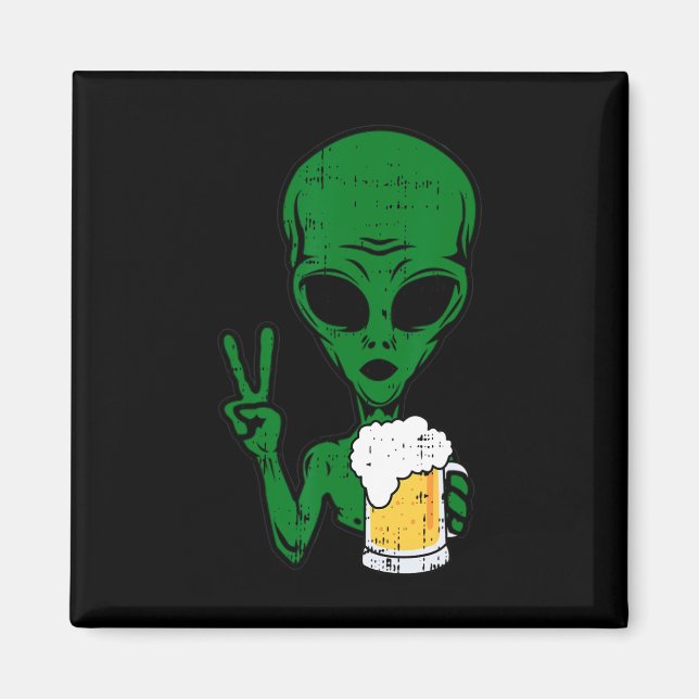 Imán Area-51 Cerveza Alien Signo de paz Lazy Bebe Hallo (Frente)
