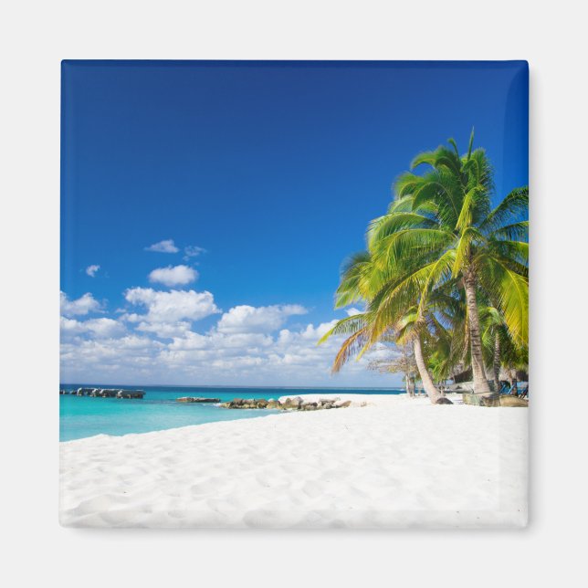 Imán Arena blanca imán.Agua turquesa.recuerdos de vacac (Frente)