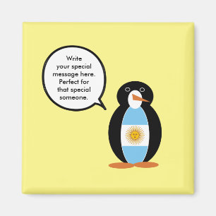 Imán Argentine Flag Talking Ms. Penguin Magnet