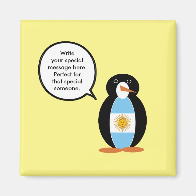 Imán Argentine Flag Talking Ms. Penguin Magnet (Frente)