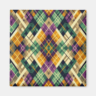 Imán Argyle Mardi Gras verde púrpura amarillo