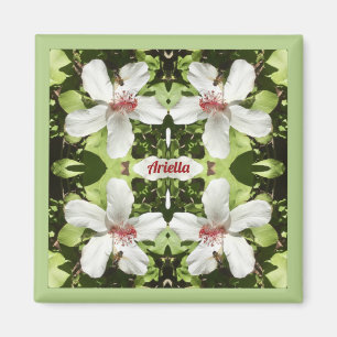 Imán ARIELLA ~ EASTER ~ Flores hibiscus blancas ~
