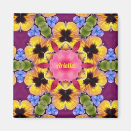 Imán ARIELLA ~ Resumen Pansy ~ amarillo púrpura azul ro