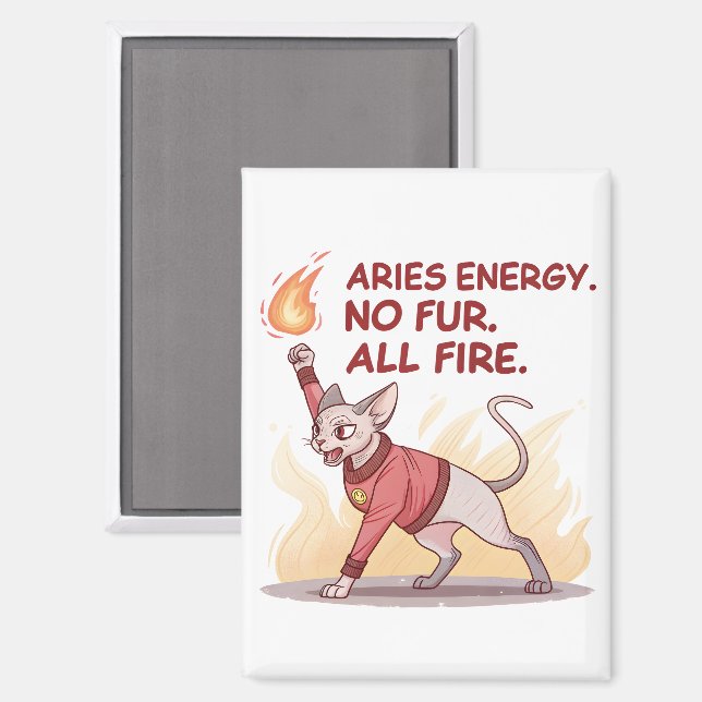 Imán Aries Energy Sphynx Cat No Fur All Fire Art (Anverso/Reverso)
